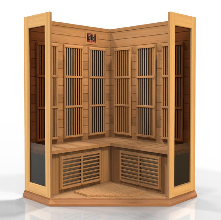 Golden Designs Maxxus 3 Per Corner Low EMF FAR Infrared Carbon Canadian Red Cedar  Sauna - Golden Designs - Ambient Home