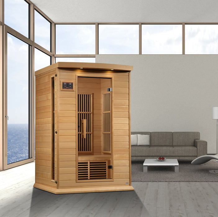 Golden Designs Maxxus 2 Per Near Zero EMF FAR Infrared Carbon Canadian Hemlock Sauna - Golden Designs - Ambient Home