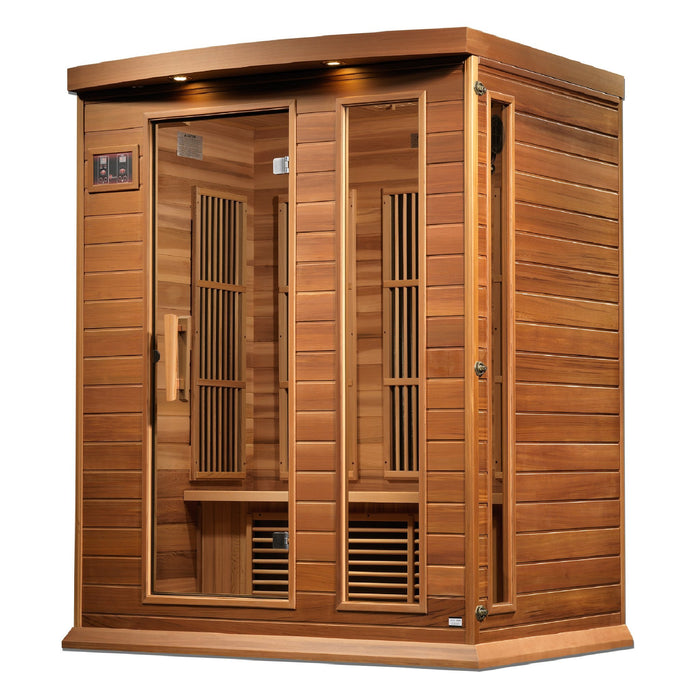 Golden Designs Maxxus 3 Per Near Zero EMF FAR Infrared Carbon Canadian Red Cedar Sauna - Golden Designs - Ambient Home