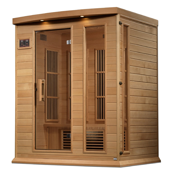 Golden Designs Maxxus 3 Per Near Zero EMF FAR Infrared Carbon Canadian Hemlock Sauna - Golden Designs - Ambient Home