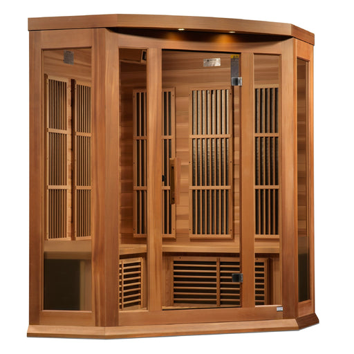 Golden Designs Maxxus 3 Per Corner Near Zero EMF FAR Infrared Carbon Canadian Red Cedar Sauna - Golden Designs - Ambient Home