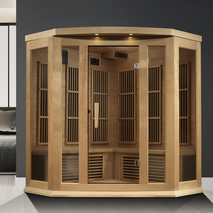 Golden Designs Maxxus 3 Per Corner Near Zero EMF FAR Infrared Carbon Canadian Hemlock Sauna - Golden Designs - Ambient Home