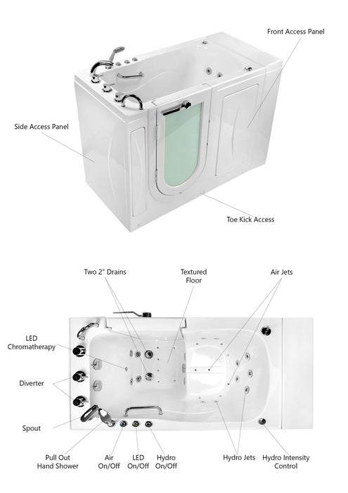 Ella's Bubbles Capri – Acrylic Outward Swing Door Walk-In Bathtub (29.5″W x 52″L) - Ella's Bubbles - Ambient Home