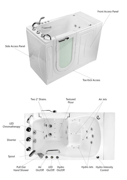 Ella's Bubbles Monaco - Acrylic Outward Swing Door Walk-In Bathtub (32″W x 52″L) - Ella's Bubbles - Ambient Home