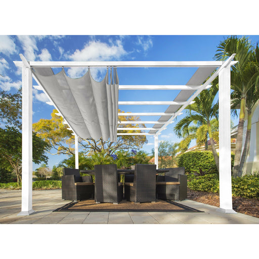Paragon Outdoor Pergola White Frame Silver Canopy 11 X 11 FT. (PR11WTG) - Paragon Outdoor - Ambient Home
