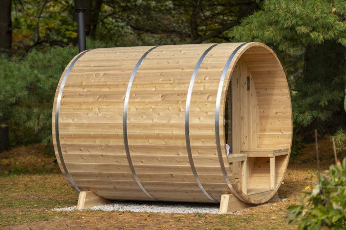 Dundalk Canadian Timber 2-4 Person Serenity Barrel Sauna - CTC2245W - Dundalk LeisureCraft Saunas - Dundalk LeisureCraft - Ambient Home