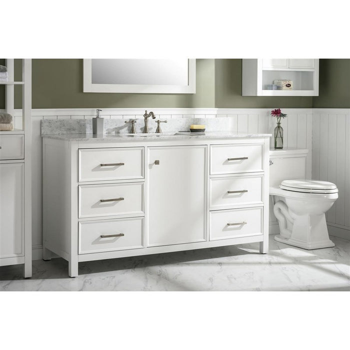 Legion Furniture WLF2160S-W 60 Inch White Finish Single Sink Vanity Cabinet with Carrara White Top - Legion Furniture - Ambient Home