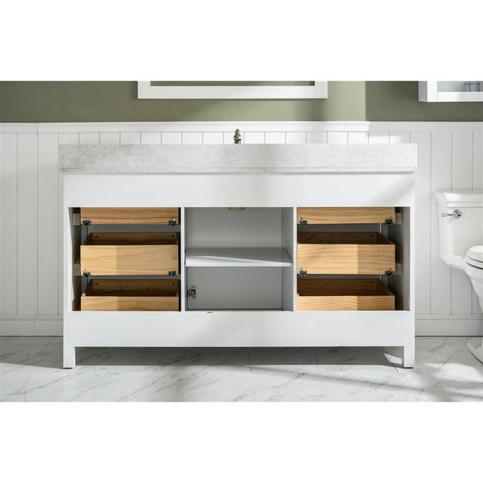 Legion Furniture WLF2160S-W 60 Inch White Finish Single Sink Vanity Cabinet with Carrara White Top - Legion Furniture - Ambient Home