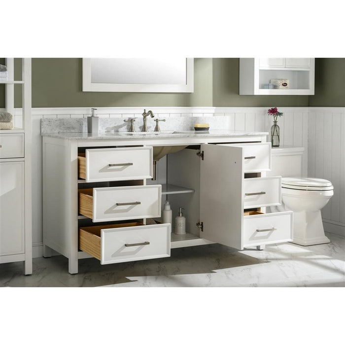 Legion Furniture WLF2160S-W 60 Inch White Finish Single Sink Vanity Cabinet with Carrara White Top - Legion Furniture - Ambient Home