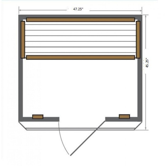 SunRay 2 Person Infrared Sauna Cedar - Cordova (HL200K1) (75"H x 47"W x 45"D) - Sunray Saunas - Ambient Home