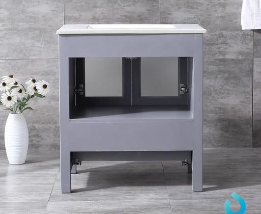 Lexora Volez 30" - Dark Grey Single Bathroom Vanity (Options: Integrated Top, White Integrated Square Sink and 28" Mirror w/ Faucet) - Lexora - Ambient Home