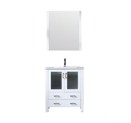 Lexora Volez 30" - White Single Bathroom Vanity (Options: Integrated Top, White Integrated Square Sink and 28" Mirror w/ Faucet) - Lexora - Ambient Home