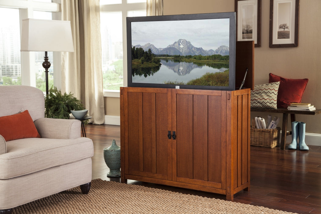 TV Lift Cabinet for 50" Flatscreen TVs - Elevate by Touchstone, Light Oak 72006 - Touchstone - Ambient Home