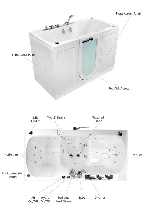 Ella's Bubble Tub4Two - Two Seat Acrylic Outward Swing Door Walk-In Bathtub (31.75″W x 60″L) - Ella's Bubbles - Ambient Home