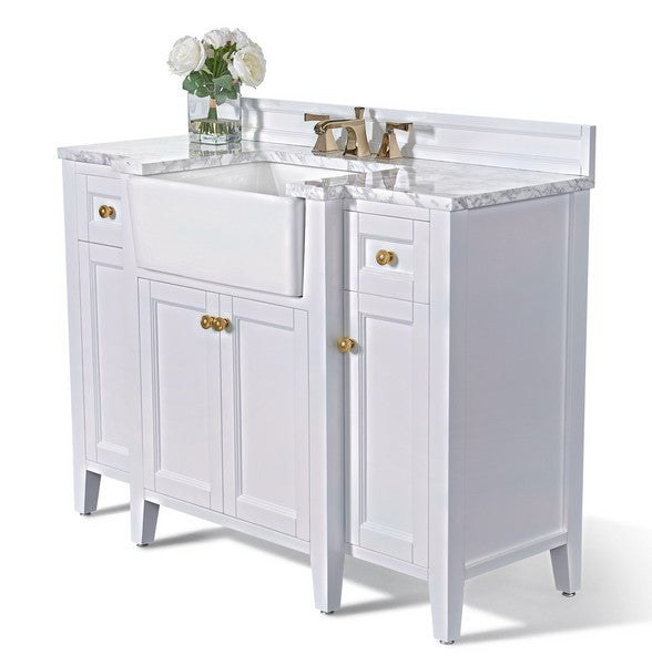 Ancerre Designs Adeline Bath Vanity with Marble Vanity Top in Carrara White with White Basin - Ancerre Designs - Ambient Home