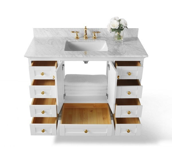 Ancerre Designs Audrey Vanity in White with Marble Vanity Top in White with White Basin - Ancerre Designs - Ambient Home