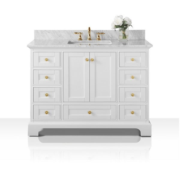 Ancerre Designs Audrey Vanity in White with Marble Vanity Top in White with White Basin - Ancerre Designs - Ambient Home