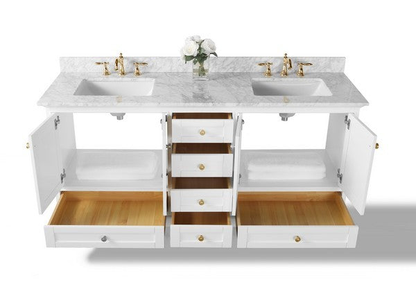 Ancerre Designs Audrey Vanity in White with Marble Vanity Top in White with White Basin - Ancerre Designs - Ambient Home