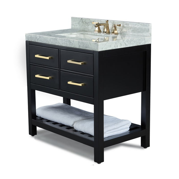 Ancerre Designs Elizabeth Vanity with Marble Vanity Top in Carrara White with White Basin - Ancerre Designs - Ambient Home