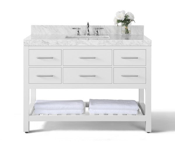 Ancerre Designs Elizabeth Vanity with Marble Vanity Top in Carrara White with White Basin - Ancerre Designs - Ambient Home