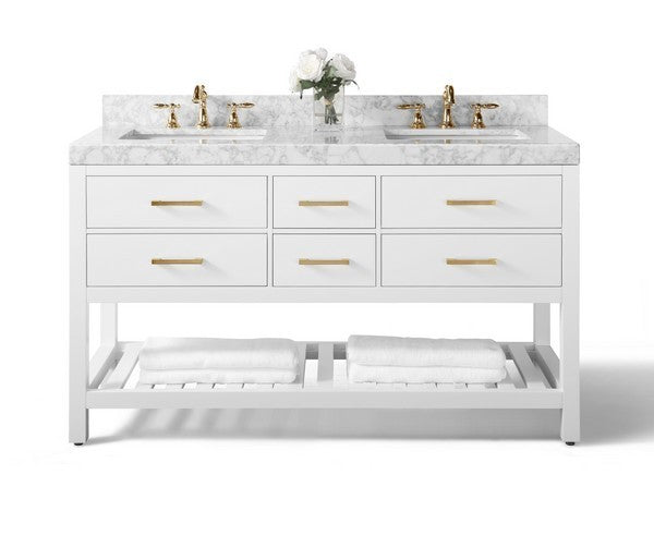 Ancerre Designs Elizabeth Vanity with Marble Vanity Top in Carrara White with White Basin - Ancerre Designs - Ambient Home