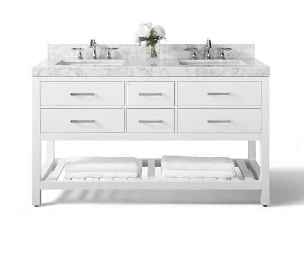 Ancerre Designs Elizabeth Vanity with Marble Vanity Top in Carrara White with White Basin - Ancerre Designs - Ambient Home