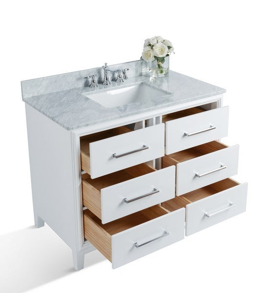 Ancerre Designs Ellie Vanity in White with Marble Vanity Top in White with White Basin - Ancerre Designs - Ambient Home