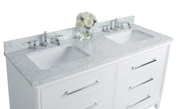 Ancerre Designs Ellie Vanity in White with Marble Vanity Top in White with White Basin - Ancerre Designs - Ambient Home