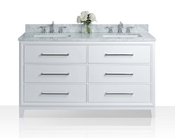 Ancerre Designs Ellie Vanity in White with Marble Vanity Top in White with White Basin - Ancerre Designs - Ambient Home