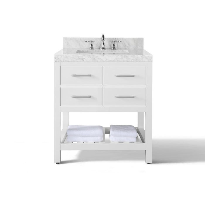 Ancerre Designs Elizabeth Vanity with Marble Vanity Top in Carrara White with White Basin - Ancerre Designs - Ambient Home