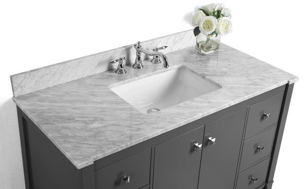 Ancerre Designs Kayleigh Vanity with Marble Vanity Top in Carrera White with White Basin - Ancerre Designs - Ambient Home