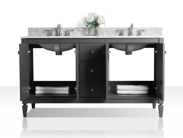 Ancerre Designs Kayleigh Vanity with Marble Vanity Top in Carrera White with White Basin - Ancerre Designs - Ambient Home