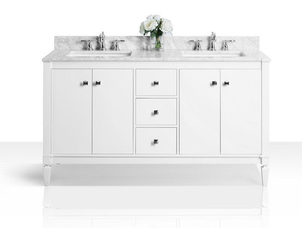 Ancerre Designs Kayleigh Vanity with Marble Vanity Top in Carrera White with White Basin - Ancerre Designs - Ambient Home