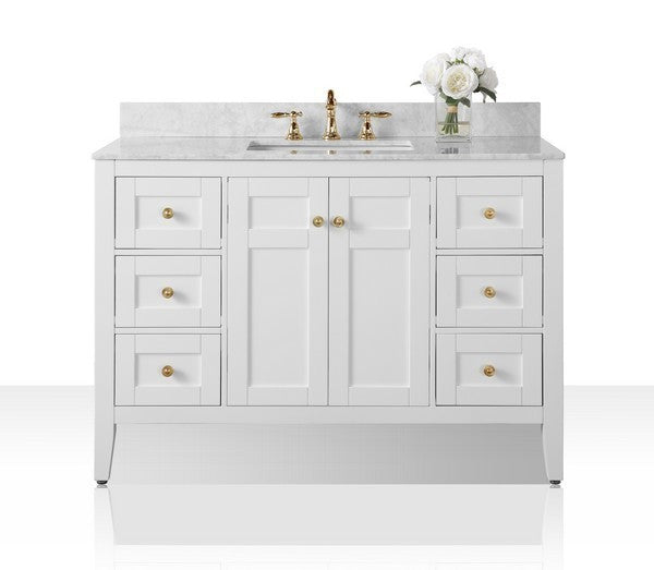 Ancerre Designs Maili Vanity with Marble Vanity Top in Carrara White with White Basin - Ancerre Designs - Ambient Home