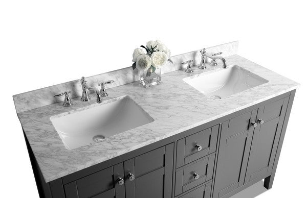 Ancerre Designs Maili Vanity with Marble Vanity Top in Carrara White with White Basin - Ancerre Designs - Ambient Home