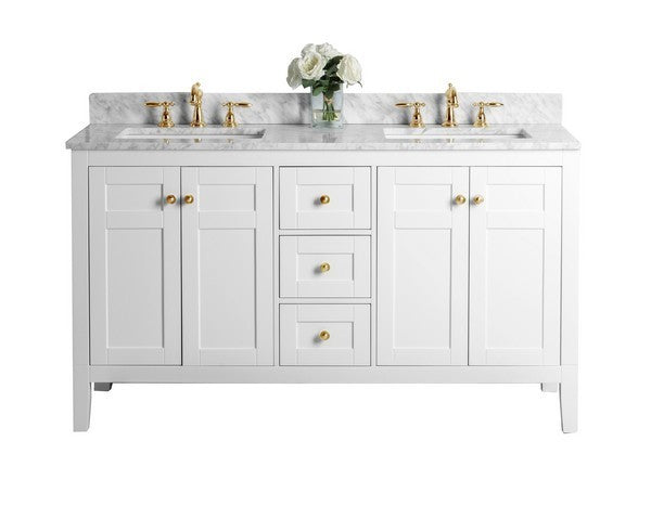 Ancerre Designs Maili Vanity with Marble Vanity Top in Carrara White with White Basin - Ancerre Designs - Ambient Home