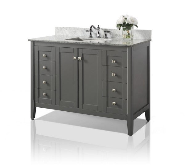 Ancerre Designs Shelton Vanity with Marble Vanity Top in Carrara White with White Basin - Ancerre Designs - Ambient Home
