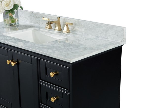 Ancerre Designs Audrey Vanity with Marble Vanity Top in White with White Basin and Gold Hardware with Mirror - Ancerre Designs - Ambient Home