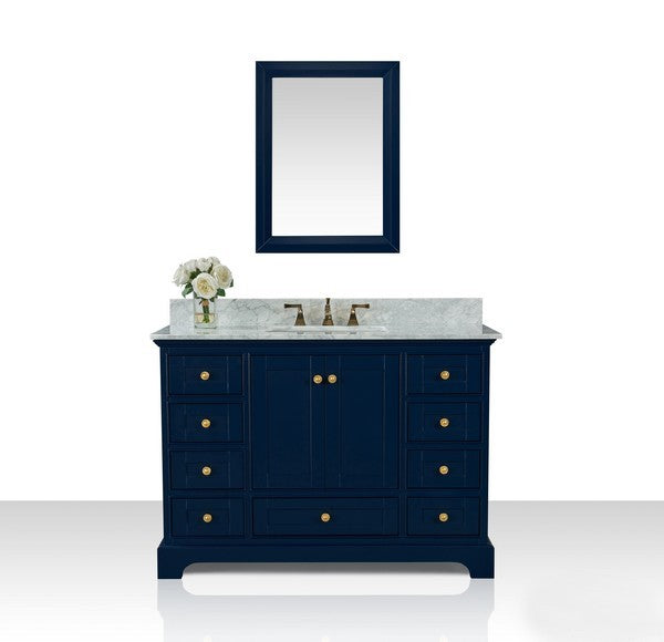 Ancerre Designs Audrey Vanity with Marble Vanity Top in White with White Basin and Gold Hardware with Mirror - Ancerre Designs - Ambient Home