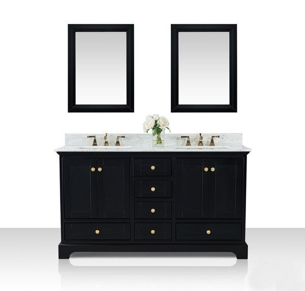 Ancerre Designs Audrey Vanity with Marble Vanity Top in White with White Basin and Gold Hardware with Mirror - Ancerre Designs - Ambient Home