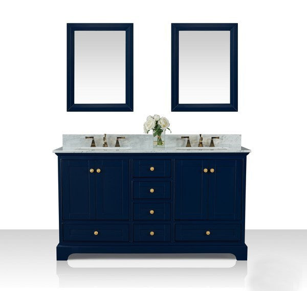 Ancerre Designs Audrey Vanity with Marble Vanity Top in White with White Basin and Gold Hardware with Mirror - Ancerre Designs - Ambient Home