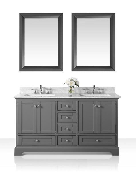 Ancerre Designs Audrey Vanity with Marble Vanity Top in White with White Basin and Gold Hardware with Mirror - Ancerre Designs - Ambient Home