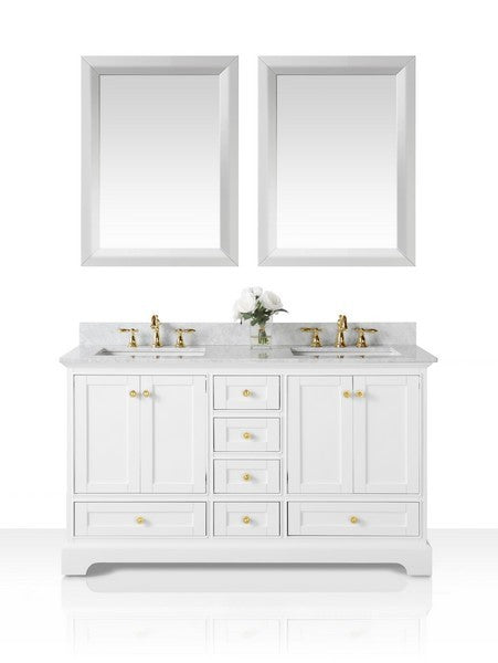 Ancerre Designs Audrey Vanity with Marble Vanity Top in White with White Basin and Gold Hardware with Mirror - Ancerre Designs - Ambient Home