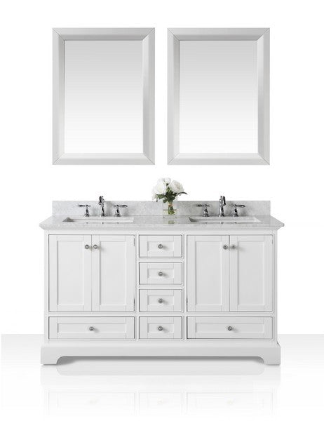 Ancerre Designs Audrey Vanity with Marble Vanity Top in White with White Basin and Gold Hardware with Mirror - Ancerre Designs - Ambient Home