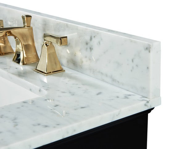 Ancerre Designs Audrey Vanity with Marble Vanity Top in White with White Basin and Gold Hardware with Mirror - Ancerre Designs - Ambient Home