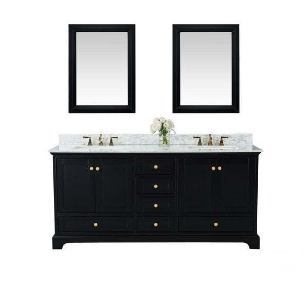 Ancerre Designs Audrey Vanity with Marble Vanity Top in White with White Basin and Gold Hardware with Mirror - Ancerre Designs - Ambient Home