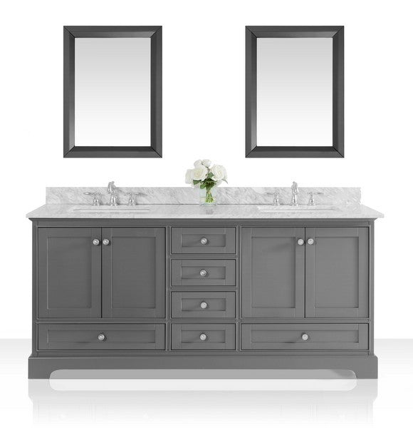 Ancerre Designs Audrey Vanity with Marble Vanity Top in White with White Basin and Gold Hardware with Mirror - Ancerre Designs - Ambient Home