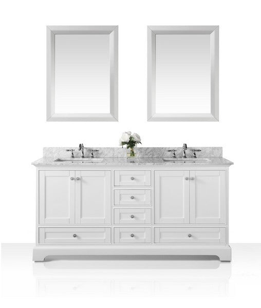 Ancerre Designs Audrey Vanity with Marble Vanity Top in White with White Basin and Gold Hardware with Mirror - Ancerre Designs - Ambient Home