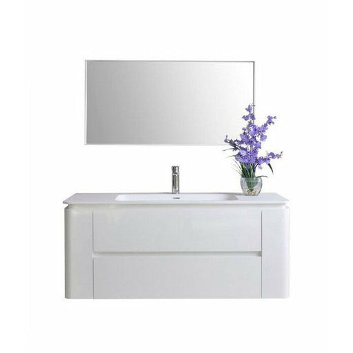 Ancerre Designs Gwyneth Vanity in White with Solid Surface Vanity Top in White with White Basin and Mirror - Ancerre Designs - Ambient Home