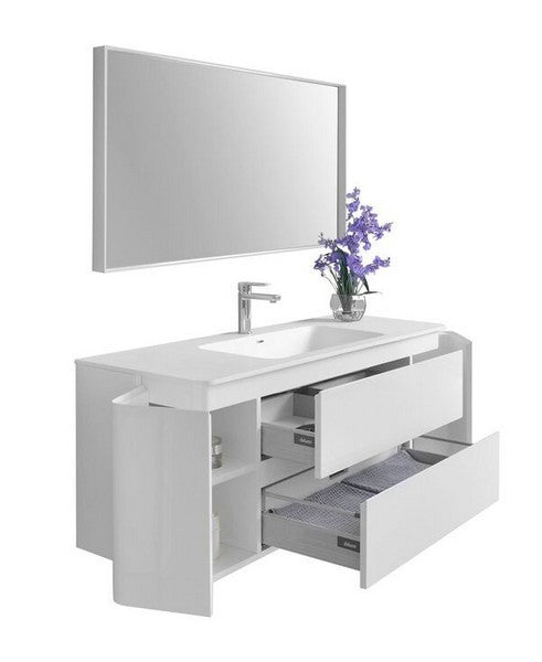 Ancerre Designs Gwyneth Vanity in White with Solid Surface Vanity Top in White with White Basin and Mirror - Ancerre Designs - Ambient Home